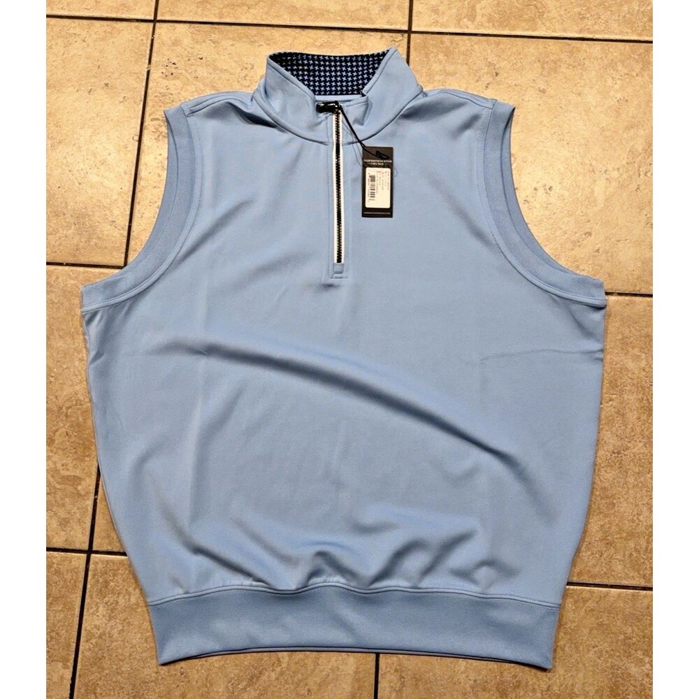 Fairway & Greene Vest Mens Medium Marine Blue Caves Quarter Zip Golf Pullover